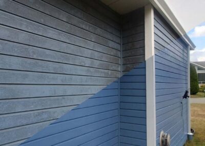 Dramatic difference after pressure washing home siding
